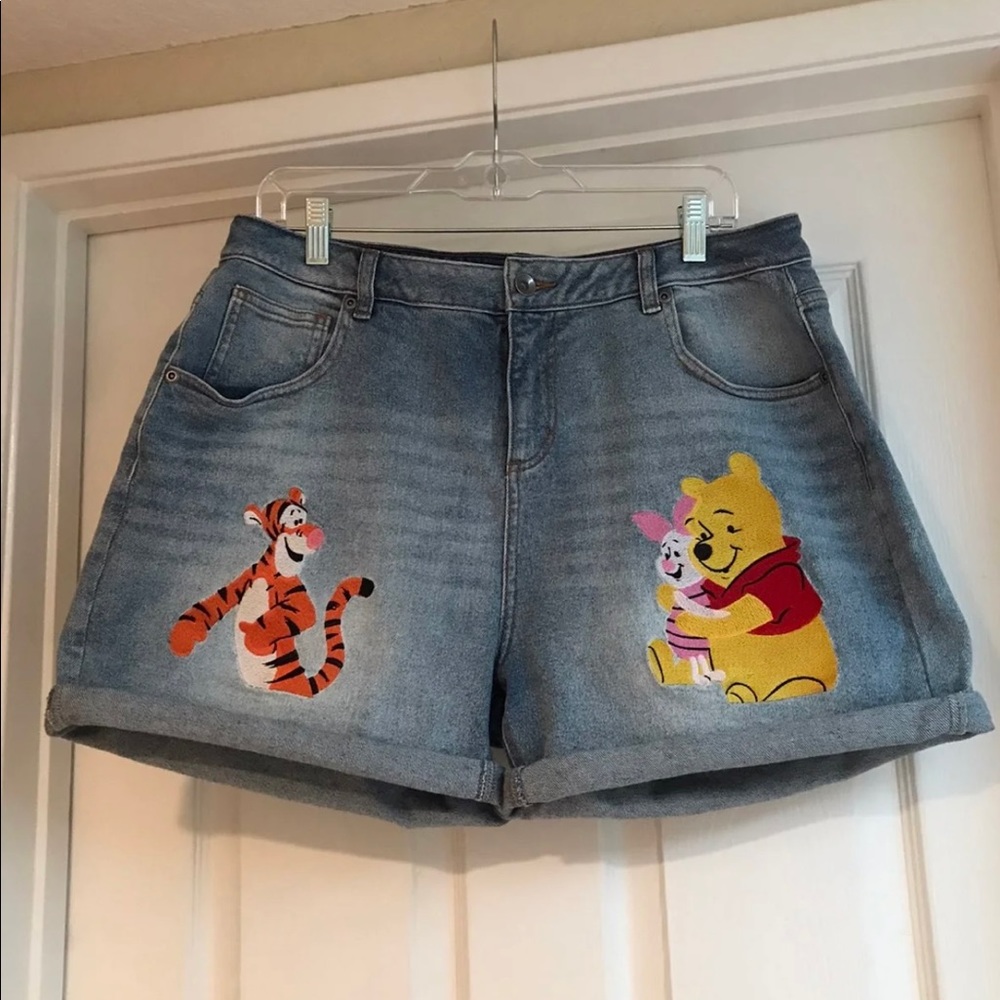 Disney Winnie the Pooh and Friends “Mom” style jean shorts.